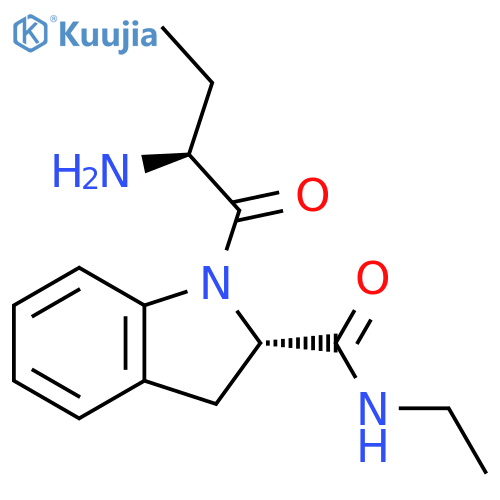 1H-Indole-2-carboxamide,1-[(2S)-2-amino-1-oxobutyl]-N-ethyl-2,3-dihydro-, (2S)- structure