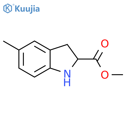 1H-Indole-2-carboxylic acid, 2,3-dihydro-5-methyl-, methyl ester structure