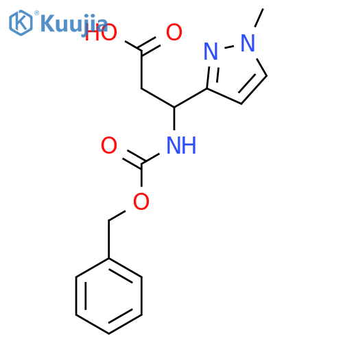 3-{[(benzyloxy)carbonyl]amino}-3-(1-methyl-1H-pyrazol-3-yl)propanoic acid structure