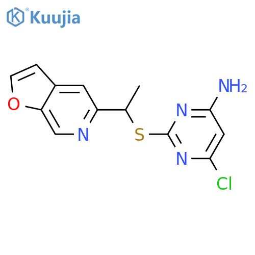 4-Pyrimidinamine, 6-chloro-2-[(1-furo[2,3-c]pyridin-5-ylethyl)thio]- structure