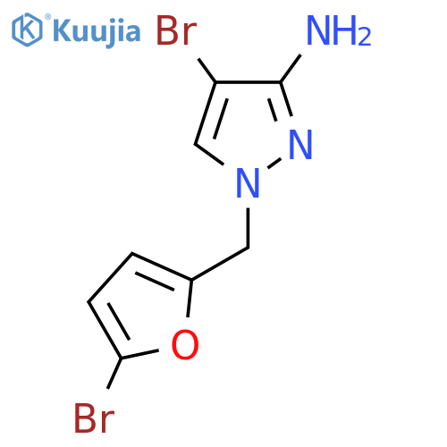 4-Bromo-1-[(5-bromofuran-2-yl)methyl]-1H-pyrazol-3-amine structure