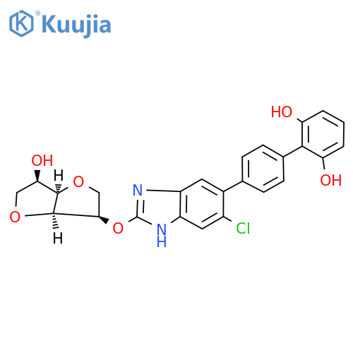 D-​Mannitol, 1,​4:3,​6-​dianhydro-​2-​O-​[6-​chloro-​5-​(2',​6'-​dihydroxy[1,​1'-​biphenyl]​-​4-​yl)​-​1H-​benzimidazol-​2-​yl]​- structure