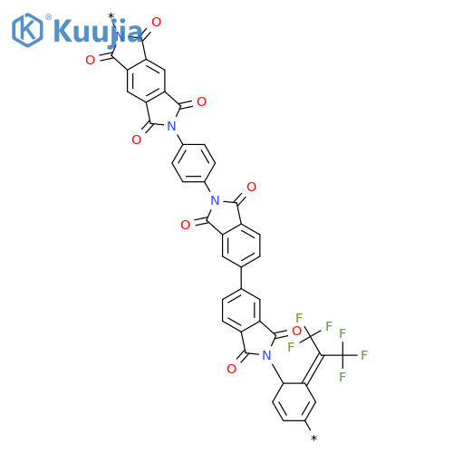 Poly[(5,7-dihydro-1,3,5,7-tetraoxobenzo[1,2-c:4,5-c']dipyrrole-2,6(1H,3H)-diyl)-1,4-phenylene(1,3-dihydro-1,3-dioxo-2H-isoindole-2,5-diyl)[2,2,2-trifluoro-1-(trifluoromethyl)ethylidene](1,3-dihydro-1,3-dioxo-2H-isoindole-5,2-diyl)-1,4-phenylene] structure