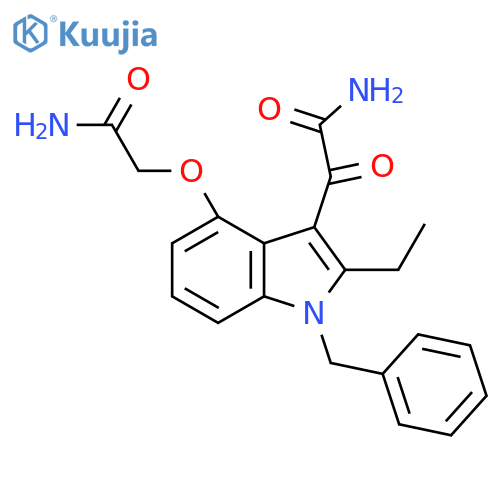 2-{[1-benzyl-3-(carbamoylcarbonyl)-2-ethyl-1H-indol-4-yl]oxy}acetamide structure