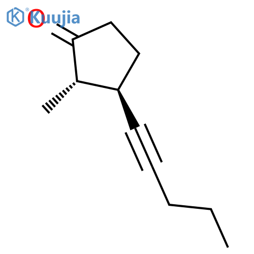 Cyclopentanone, 2-methyl-3-(1-pentynyl)-, trans- structure