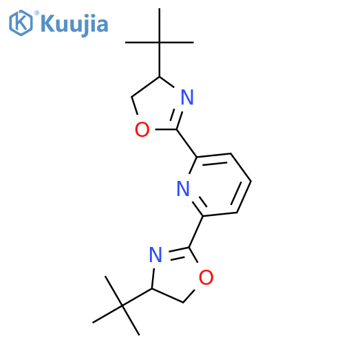 (4R)-4-tert-butyl-2-[6-[(4R)-4-tert-butyl-4,5-dihydrooxazol-2-yl]-2-pyridyl]-4,5-dihydrooxazole structure