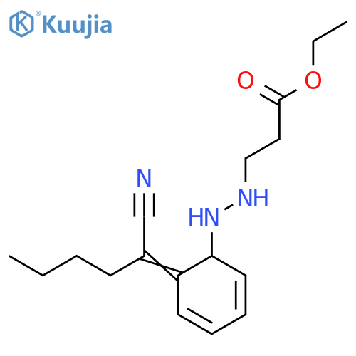 Ethyl 3-{2-[6-(1-cyanopentylidene)cyclohexa-2,4-dien-1-yl]hydrazinyl}propanoate structure
