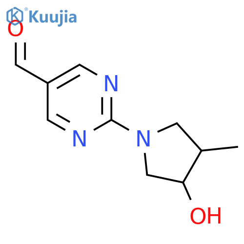 2-(3-Hydroxy-4-methylpyrrolidin-1-yl)pyrimidine-5-carbaldehyde structure