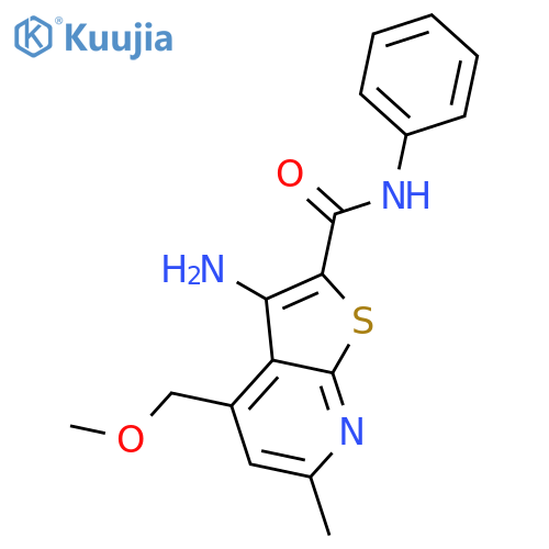 Thieno[2,3-b]pyridine-2-carboxamide,3-amino-4-(methoxymethyl)-6-methyl-N-phenyl- structure