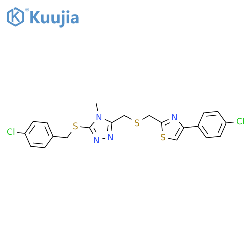 4H-1,2,4-Triazole, 3-[[(4-chlorophenyl)methyl]thio]-5-[[[[4-(4-chlorophenyl)-2-thiazolyl]methyl]thio]methyl]-4-methyl- structure