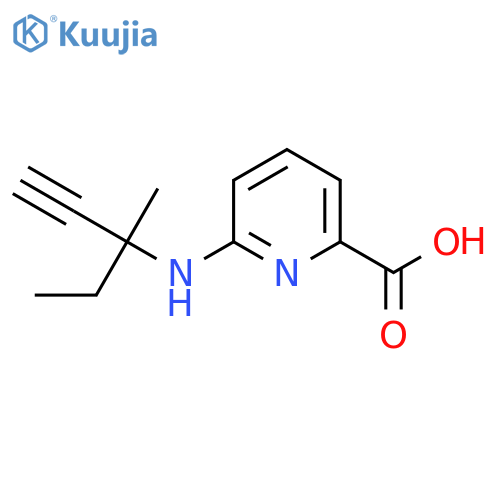 6-[(3-Methylpent-1-yn-3-yl)amino]pyridine-2-carboxylic acid structure