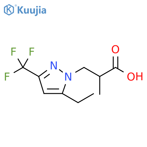 3-[5-ethyl-3-(trifluoromethyl)-1H-pyrazol-1-yl]-2-methylpropanoic acid structure