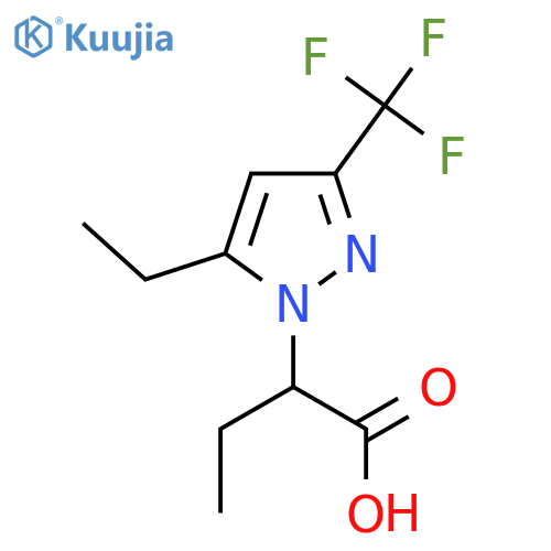 2-[5-Ethyl-3-(trifluoromethyl)-1H-pyrazol-1-yl]butanoic acid structure