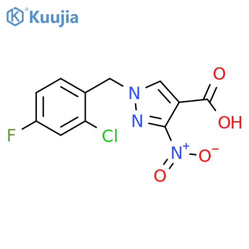 1H-Pyrazole-4-carboxylic acid, 1-[(2-chloro-4-fluorophenyl)methyl]-3-nitro- structure