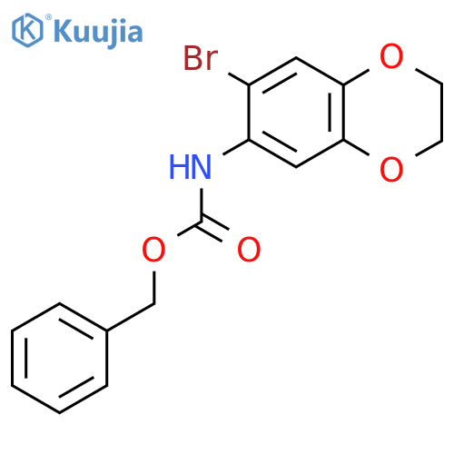 benzyl N-(7-bromo-2,3-dihydro-1,4-benzodioxin-6-yl)carbamate structure