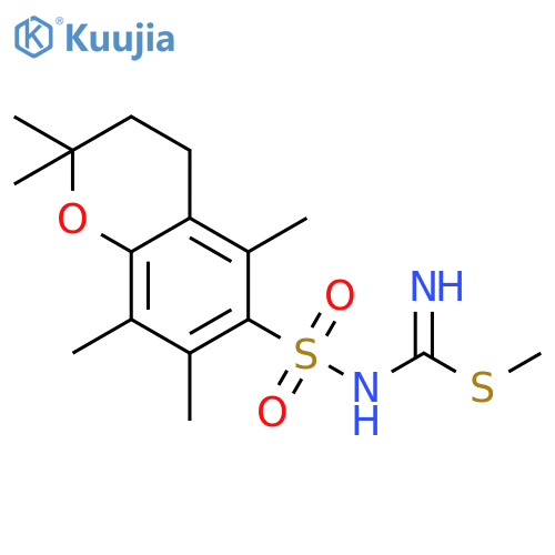 Carbamimidothioic acid,N-[(3,4-dihydro-2,2,5,7,8-pentamethyl-2H-1-benzopyran-6-yl)sulfonyl]-, methylester structure
