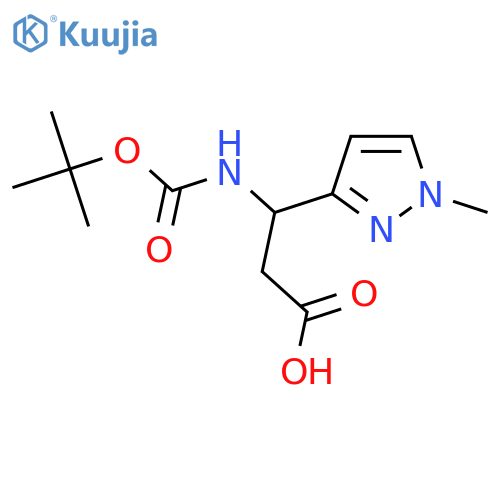 3-{[(tert-butoxy)carbonyl]amino}-3-(1-methyl-1H-pyrazol-3-yl)propanoic acid structure