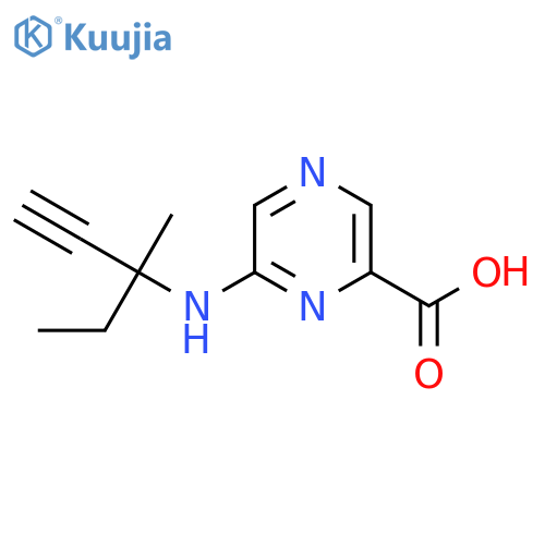 6-[(3-Methylpent-1-yn-3-yl)amino]pyrazine-2-carboxylic acid structure