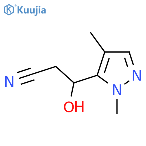 3-(1,4-Dimethyl-1h-pyrazol-5-yl)-3-hydroxypropanenitrile structure