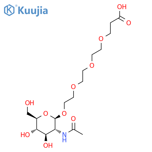 (((2-Acetamido-2-deoxy-beta-D-Glucopyranosyl-oxy)ethoxy)ethoxy)propionic acid structure