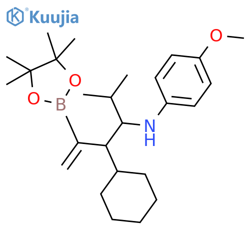 Benzenamine, N-[(1R,2R)-2-cyclohexyl-1-(1-methylethyl)-3-(4,4,5,5-tetramethyl-1,3,2-dioxaborolan-2-yl)-3-buten-1-yl]-4-methoxy-, rel- structure