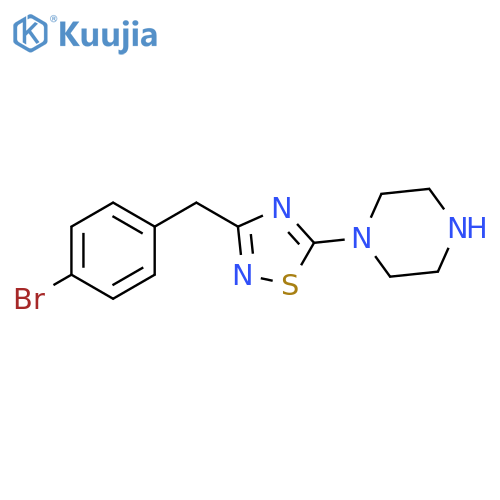 1-{3-[(4-Bromophenyl)methyl]-1,2,4-thiadiazol-5-yl}piperazine structure