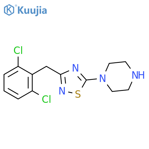 1-{3-[(2,6-Dichlorophenyl)methyl]-1,2,4-thiadiazol-5-yl}piperazine structure