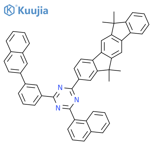 1,3,5-Triazine, 2-(6,12-dihydro-6,6,12,12-tetramethylindeno[1,2-b]fluoren-2-yl)-4-(1-naphthalenyl)-6-[3-(2-naphthalenyl)phenyl]- structure