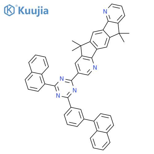 s-Indaceno[1,2-b:5,6-b']dipyridine, 5,11-dihydro-5,5,11,11-tetramethyl-3-[4-(1-naphthalenyl)-6-[3-(1-naphthalenyl)phenyl]-1,3,5-triazin-2-yl]- structure