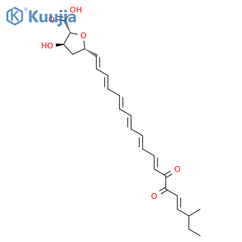 2-Furancarboxylic acid,tetrahydro-3-hydroxy-5-[(1E,3E,5E,7E,9E,11E,15E)-17-methyl-13,14-dioxo-1,3,5,7,9,11,15-nonadecaheptaen-1-yl]-,(2R,3R,5S)-rel- structure