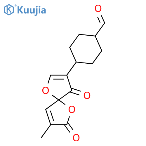Cyclohexanecarboxaldehyde,4-(3-methyl-2,9-dioxo-1,6-dioxaspiro[4.4]nona-3,7-dien-8-yl)-, trans- structure