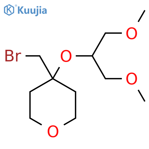 4-(Bromomethyl)-4-[(1,3-dimethoxypropan-2-yl)oxy]oxane structure