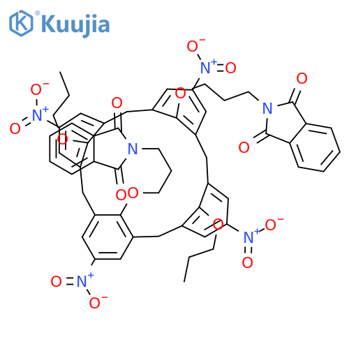 1H-Isoindole-1,3(2H)-dione, 2,2'-[(5,11,17,23-tetranitro-26,28-dipropoxypentacyclo[19.3.1.13,7.19,13.115,19]octacosa-1(25),3,5,7(28),9,11,13(27),15,17,19(26),21,23-dodecaene-25,27-diyl)bis(oxy-3,1-propanediyl)]bis- (9CI) structure