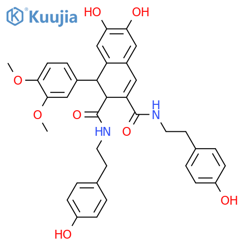 2,7'-Cyclo-3',4,4',5-tetrahydroxy-8,8'-lign-7-ene-9,9'-dioic acid; (7'RS,8'RS)-form, 3',4'-Di-Me ether, bis[2-(4-hydroxyphenyl)ethylamide] structure