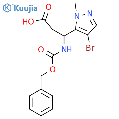 3-{[(benzyloxy)carbonyl]amino}-3-(4-bromo-1-methyl-1H-pyrazol-5-yl)propanoic acid structure