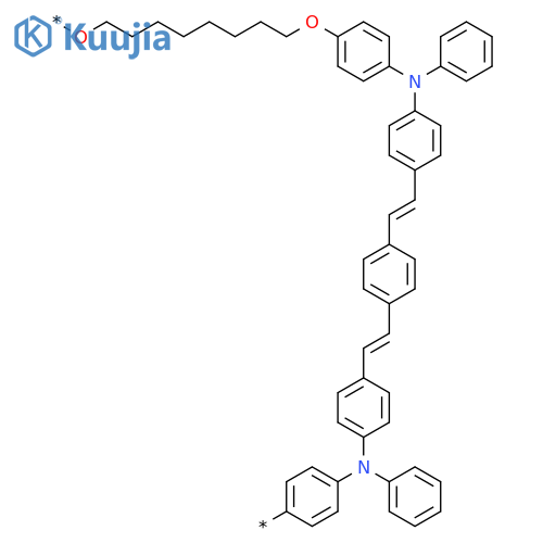 Poly[oxy-1,8-octanediyloxy-1,4-phenylene(phenylimino)-1,4-phenylene-1,2-ethenediyl-1,4-phenylene-1,2-ethenediyl-1,4-phenylene(phenylimino)-1,4-phenylene] structure