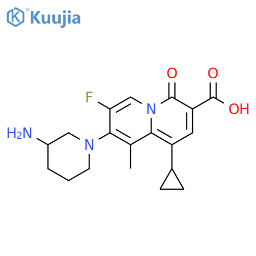 4H-Quinolizine-3-carboxylic acid,8-(3-amino-1-piperidinyl)-1-cyclopropyl-7-fluoro-9-methyl-4-oxo- structure