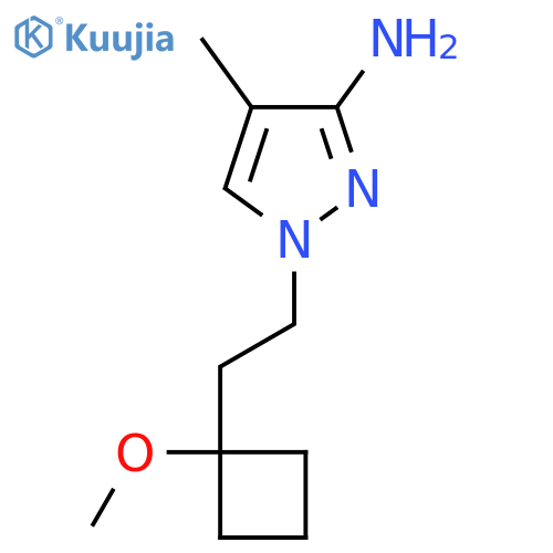 1-[2-(1-methoxycyclobutyl)ethyl]-4-methyl-1H-pyrazol-3-amine structure