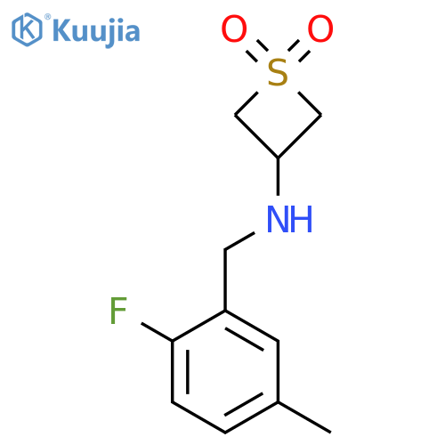 3-{[(2-Fluoro-5-methylphenyl)methyl]amino}-1lambda6-thietane-1,1-dione structure