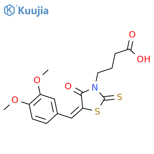 3-Thiazolidinebutanoicacid, 5-[(3,4-dimethoxyphenyl)methylene]-4-oxo-2-thioxo- structure