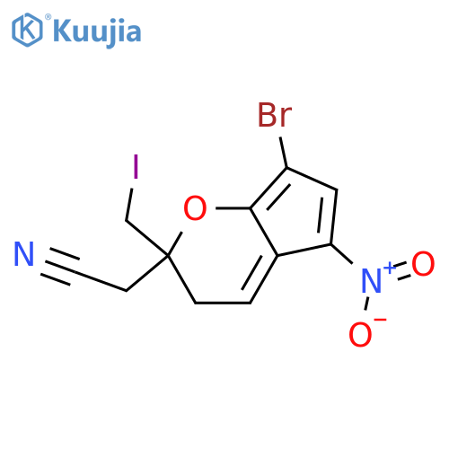 4-Benzofuranacetonitrile, 7-bromo-2,3-dihydro-2-(iodomethyl)-5-nitro- structure