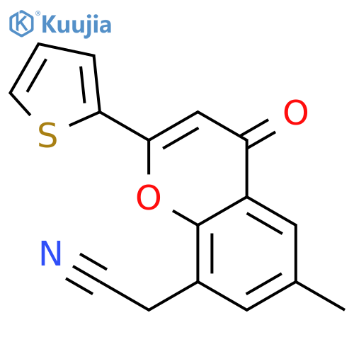 4H-1-Benzopyran-8-acetonitrile, 6-methyl-4-oxo-2-(2-thienyl)- structure