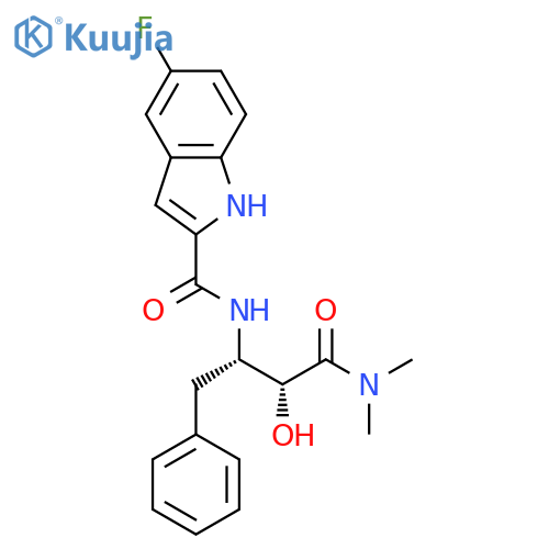 1H-Indole-2-carboxamide,N-[(1S,2R)-3-(dimethylamino)-2-hydroxy-3-oxo-1-(phenylmethyl)propyl]-5-fluoro- structure