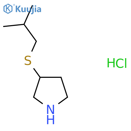 3-[(2-Methylpropyl)sulfanyl]pyrrolidine hydrochloride structure