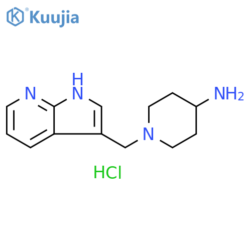 1-({1H-pyrrolo[2,3-b]pyridin-3-yl}methyl)piperidin-4-amine hydrochloride structure