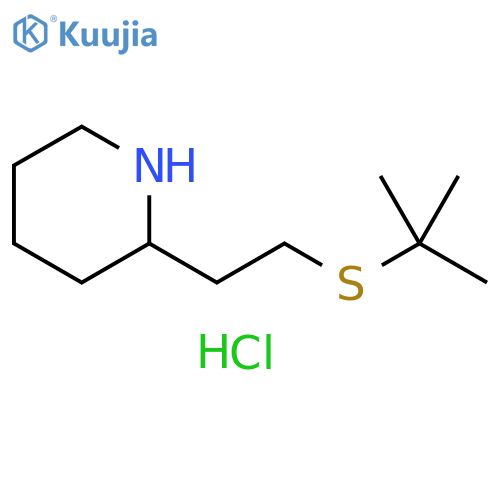 2-[2-(Tert-butylsulfanyl)ethyl]piperidine hydrochloride structure