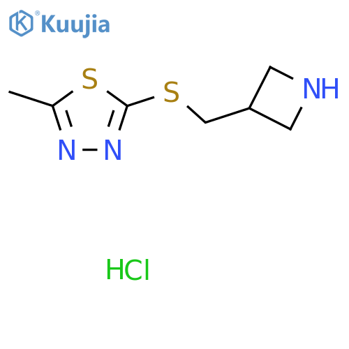 2-{[(azetidin-3-yl)methyl]sulfanyl}-5-methyl-1,3,4-thiadiazole hydrochloride structure