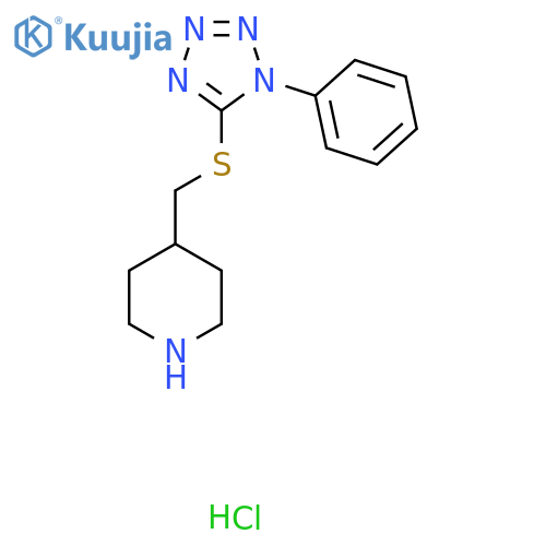 4-{[(1-Phenyl-1H-1,2,3,4-tetrazol-5-yl)sulfanyl]methyl}piperidine hydrochloride structure