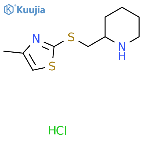 2-{[(4-Methyl-1,3-thiazol-2-yl)sulfanyl]methyl}piperidine hydrochloride structure