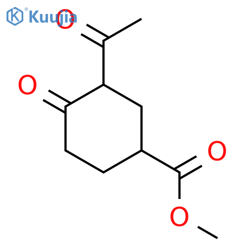 Methyl 3-acetyl-4-oxocyclohexane-1-carboxylate structure